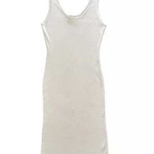 Anthropologie Plus Beige Ribbed Stretch Midi Tank Dress 1X Minimalist Casual